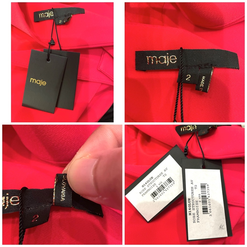 NWT Maje Paris Framboise Red Peplum Sheath Dress - Picture 13 of 15
